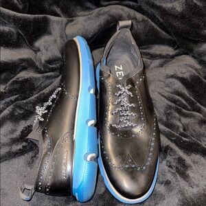 Cole Haan 4.Zerogrand Men 10.5 Oxford Shoes C31890 Black/ Electric Blue Rare